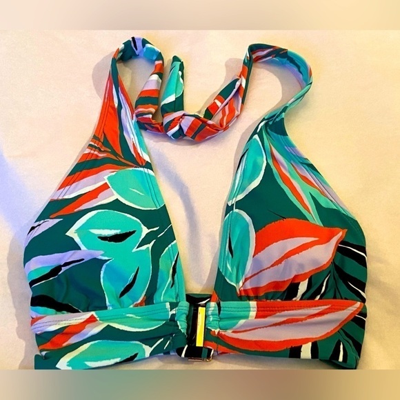 Anne Cole Halter Bikini Top Multi Color Floral XS - Picture 1 of 7
